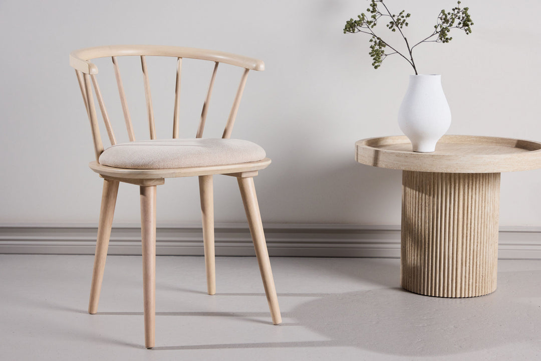 Venture Home Bobby Dining Chair with Cushion 2-pack - Whitewash Rubber Wood / Beige