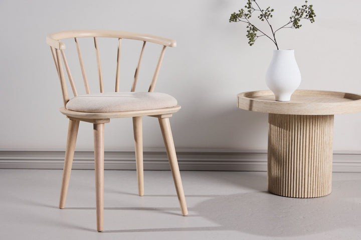 Venture Home Bobby Dining Chair with Cushion 2-pack - Whitewash Rubber Wood / Beige