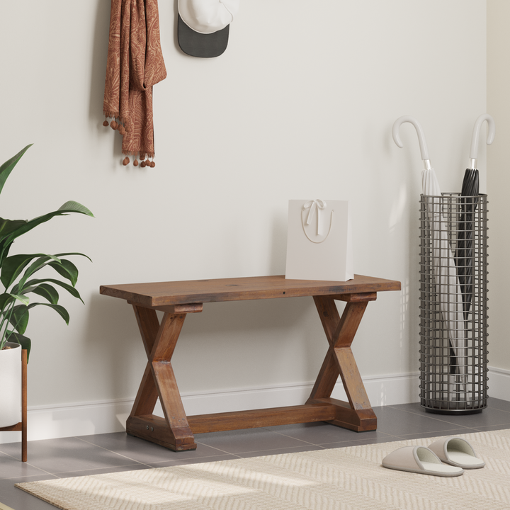 bænk Naturfarvet 85 x 35 x 46 cm Massivt genbrugstræ