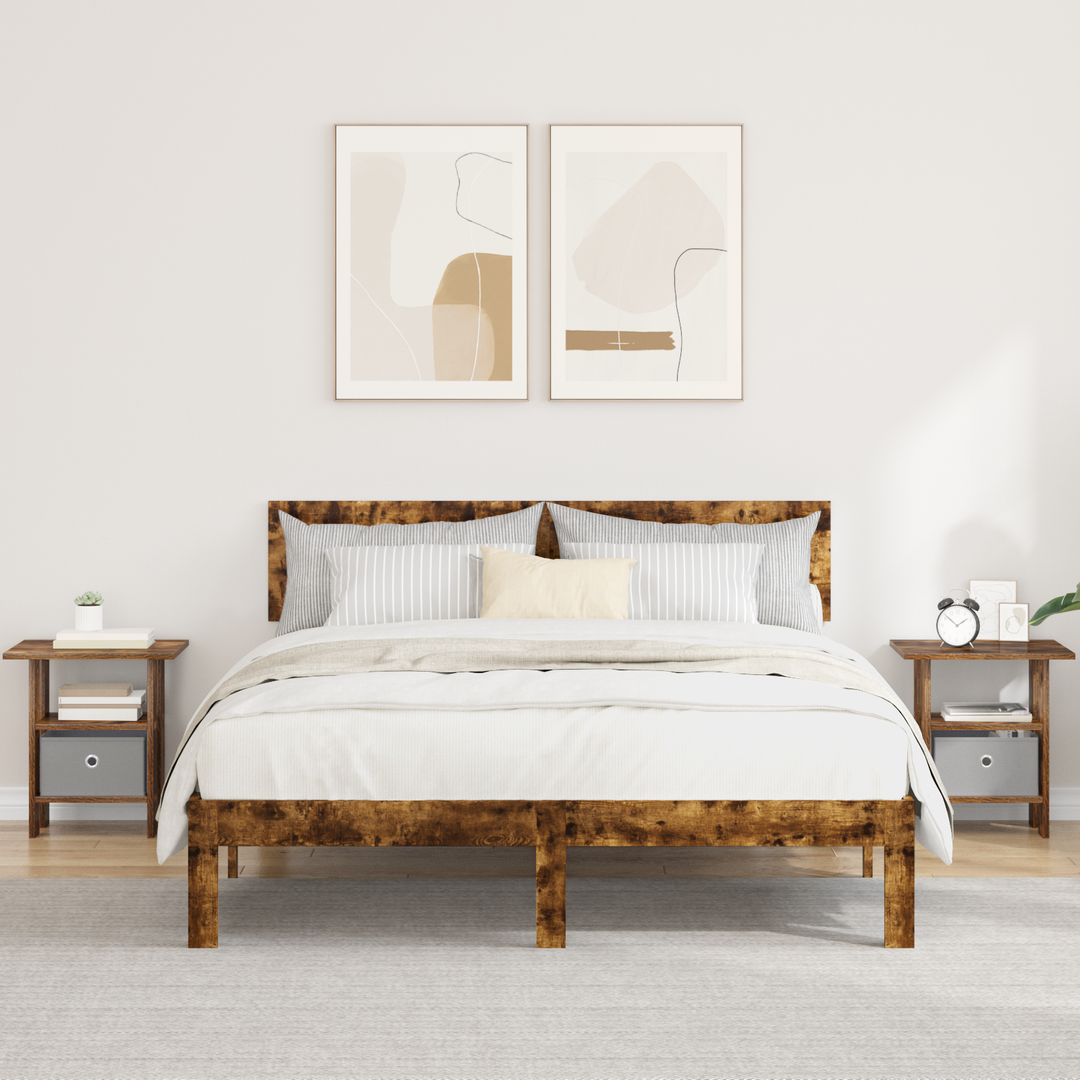 Sengebord 2 pcs Røget eg 41 x 40 x 45 cm Konstrueret træ