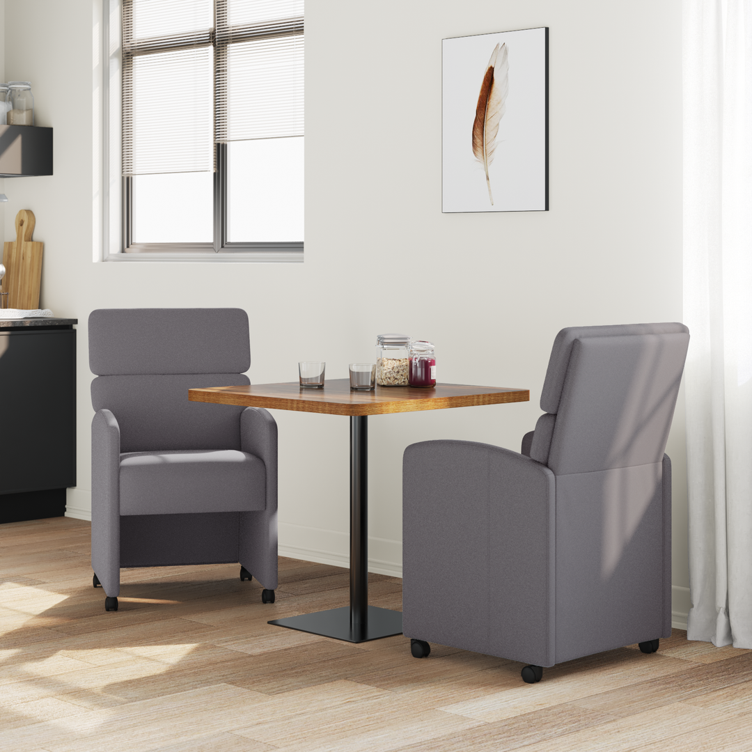 Spisebordsstole med hjul 2 pcs Grå 58 x 65 x 98 cm Kunstlæder