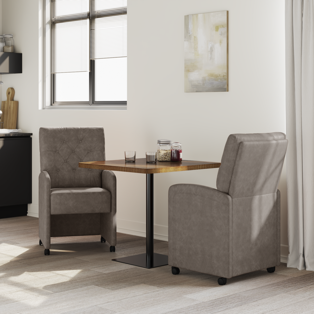 Spisebordsstole med hjul 2 pcs Grå 58 x 67 x 97 cm Kunstlæder