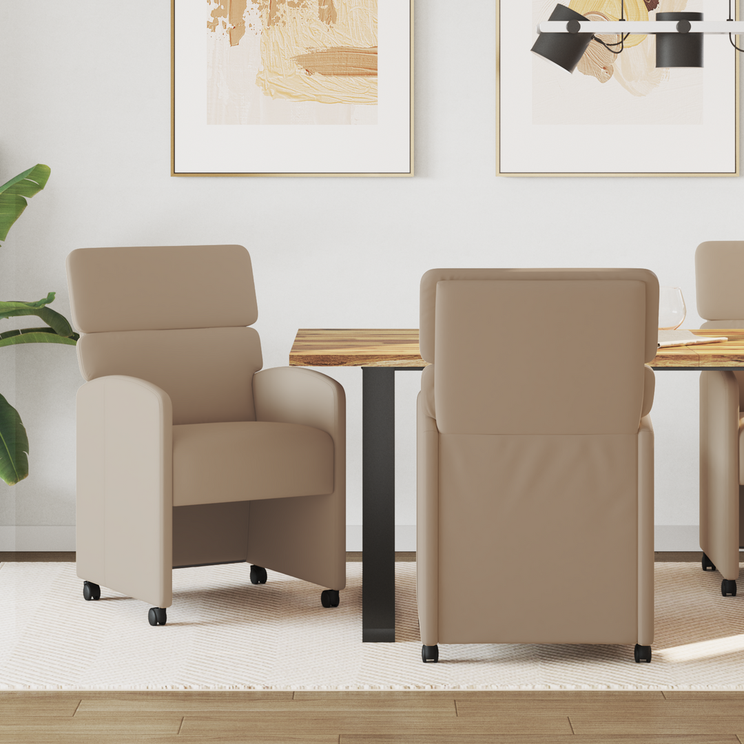 Spisebordsstole med hjul 2 pcs Cappuccino 58 x 65 x 98 cm