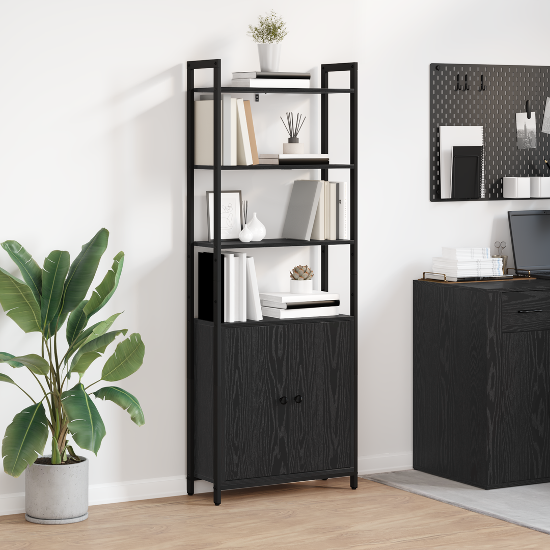 Bogskab Sort eg 60 x 24 x 161 cm Konstrueret træ