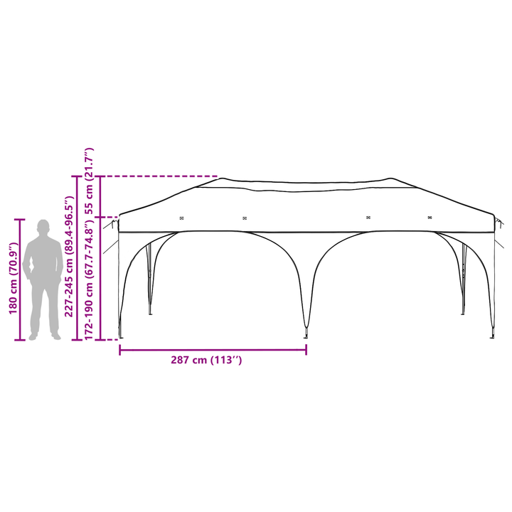 Pop-up Festtelt 575 x 288 x 245 cm Cremefarvet Oxford stof
