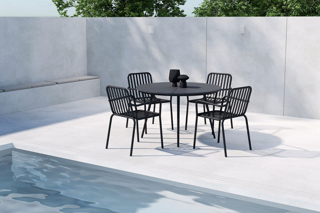 Venture Home San Vito Dining Table - Black  + Peking Diningchair  - Black x 4