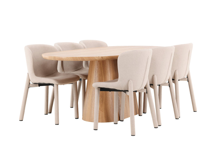 Venture Home Stjärnö Table - Nature with 6 Astoria Chair - Beige