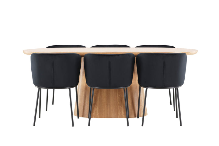 Venture Home Stjärnö Table - Nature with 6 Edina Chair - Black