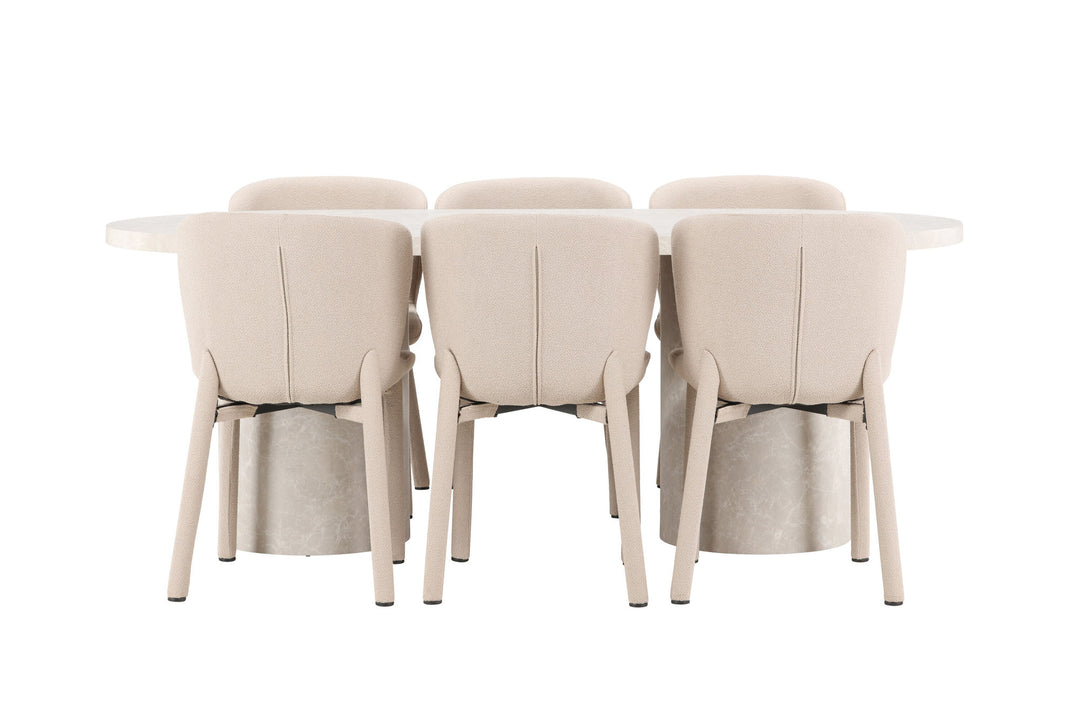 Venture Home Narvik Table - Beige with 6 Astoria Chair - Beige