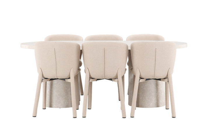 Venture Home Narvik Table - Beige with 6 Astoria Chair - Beige