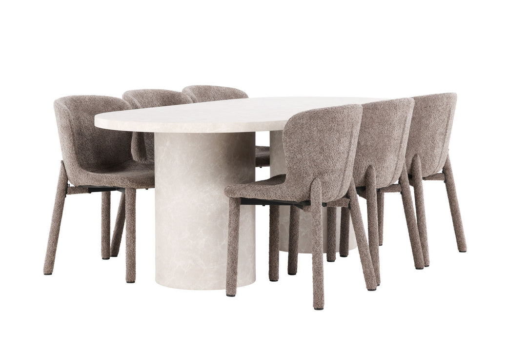 Venture Home Narvik Table - Beige with 6 Astoria Chair - Brown