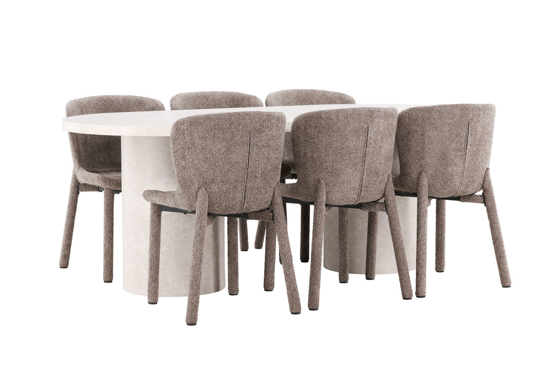 Venture Home Narvik Table - Beige with 6 Astoria Chair - Brown