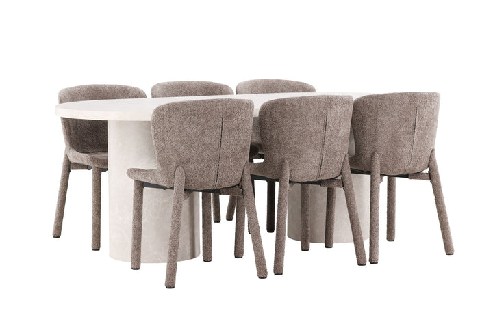Venture Home Narvik Table - Beige with 6 Astoria Chair - Brown