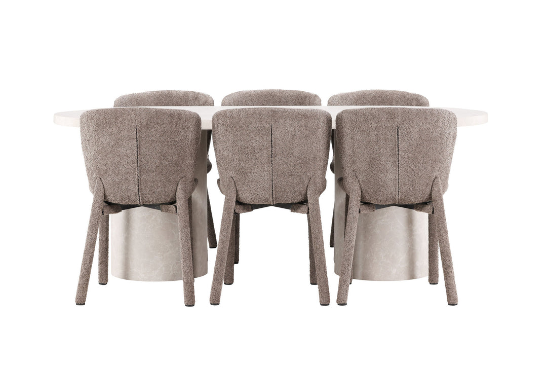 Venture Home Narvik Table - Beige with 6 Astoria Chair - Brown