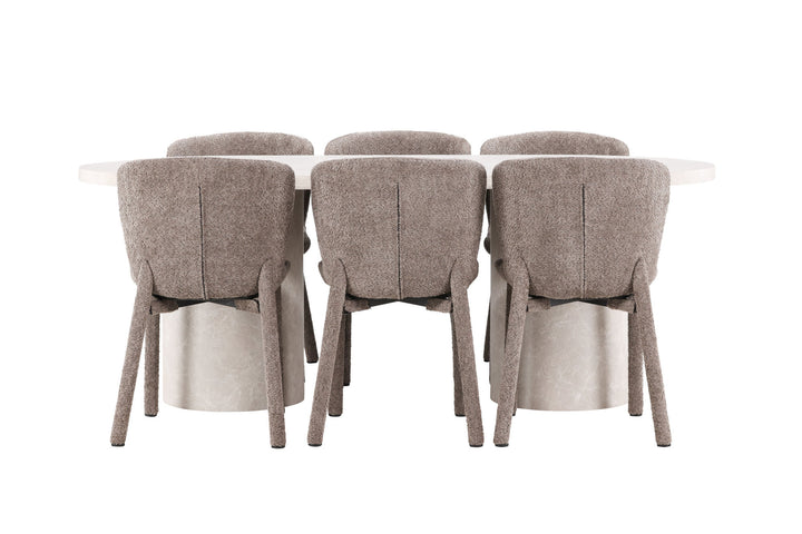 Venture Home Narvik Table - Beige with 6 Astoria Chair - Brown