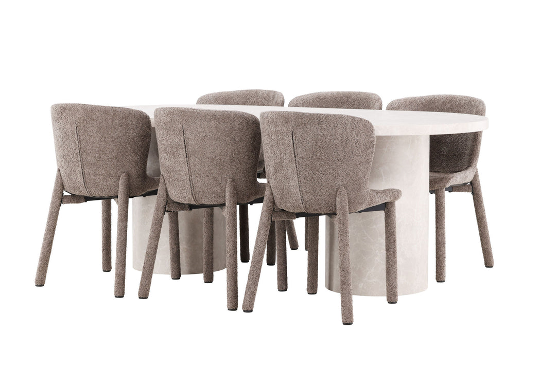 Venture Home Narvik Table - Beige with 6 Astoria Chair - Brown