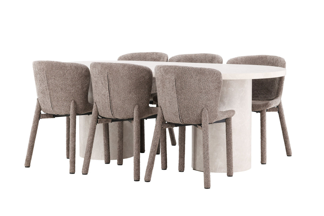 Venture Home Narvik Table - Beige with 6 Astoria Chair - Brown