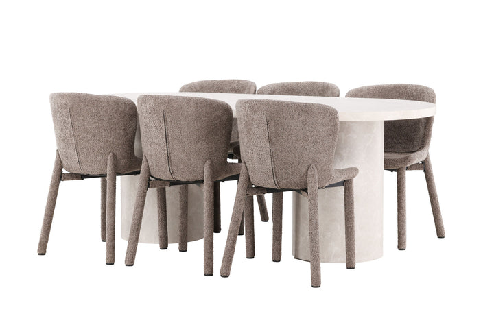 Venture Home Narvik Table - Beige with 6 Astoria Chair - Brown