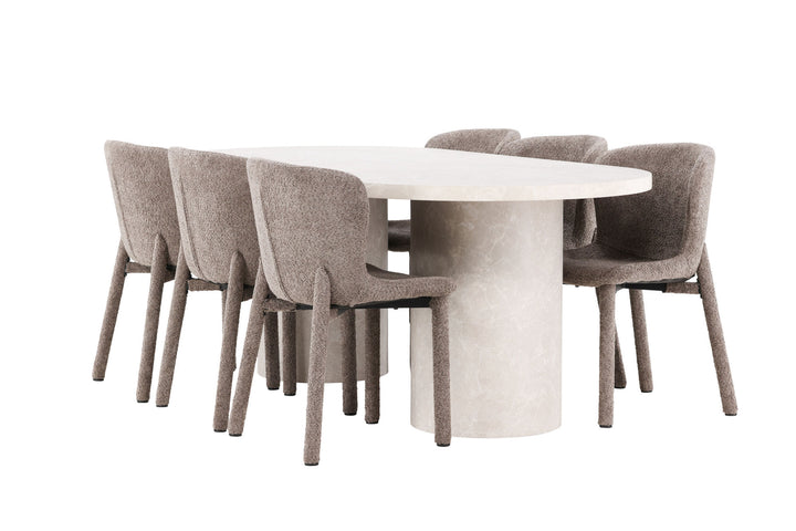 Venture Home Narvik Table - Beige with 6 Astoria Chair - Brown