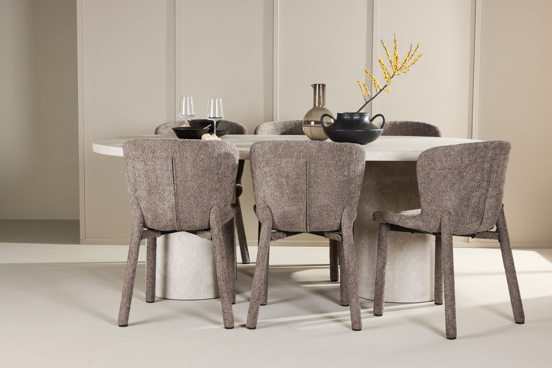 Venture Home Narvik Table - Beige with 6 Astoria Chair - Brown