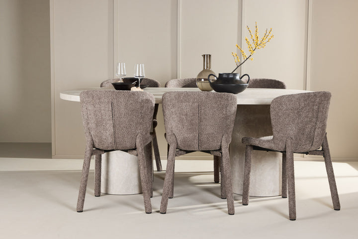 Venture Home Narvik Table - Beige with 6 Astoria Chair - Brown
