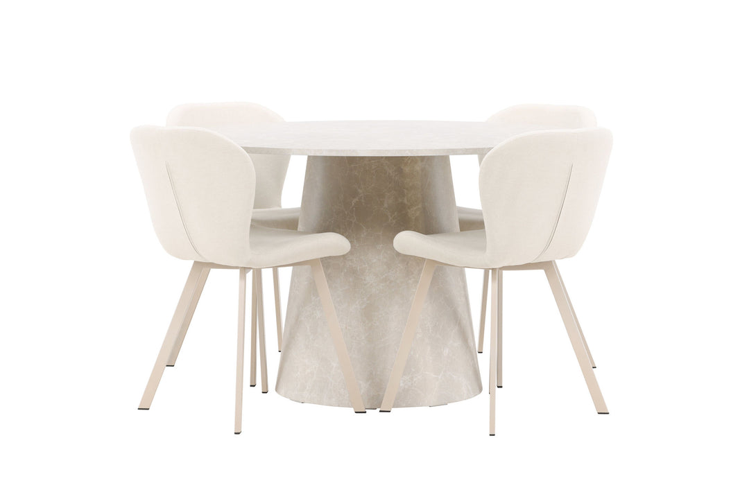Venture Home Lanzo Table - Beige with 4 Lilja Chair - Beige