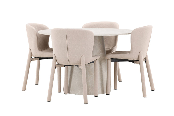 Venture Home Lanzo Table - Beige with 4 Astoria Chair - Beige