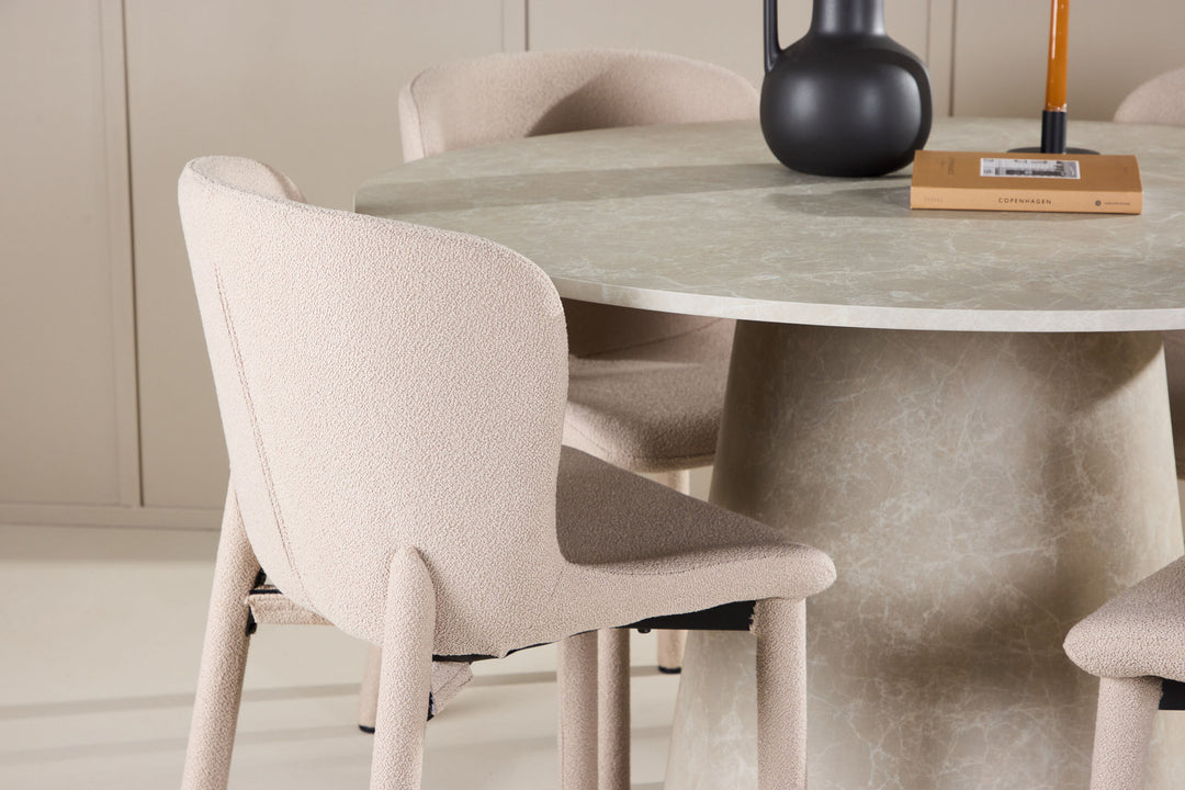 Venture Home Lanzo Table - Beige with 4 Astoria Chair - Beige
