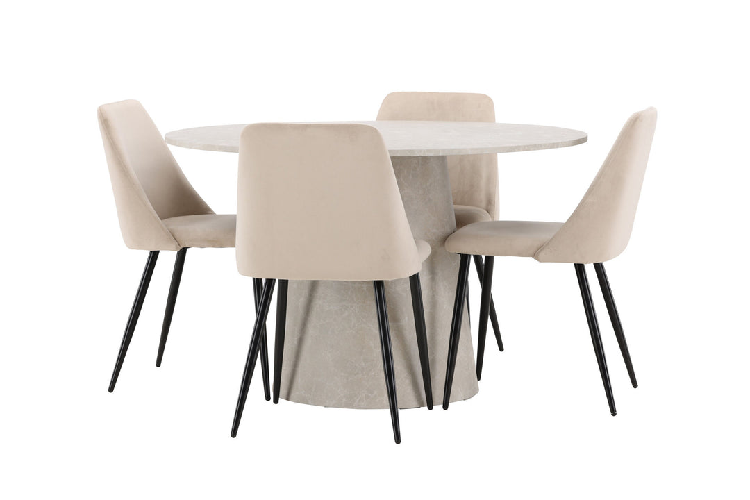 Venture Home Lanzo Table - Beige with 4 Night Chair - Black / Beige