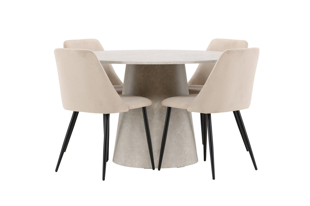 Venture Home Lanzo Table - Beige with 4 Night Chair - Black / Beige