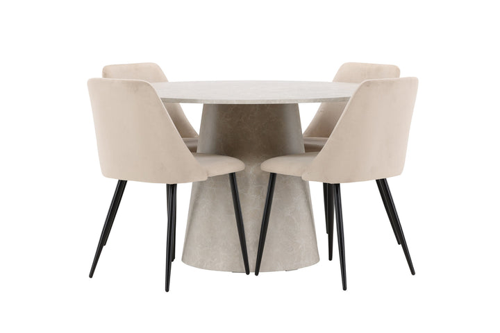 Venture Home Lanzo Table - Beige with 4 Night Chair - Black / Beige