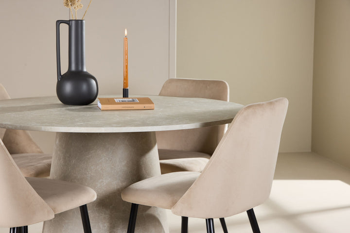 Venture Home Lanzo Table - Beige with 4 Night Chair - Black / Beige