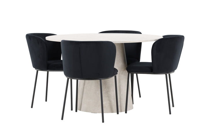 Venture Home Lanzo Table - Beige with 4 Edina Chair - Black