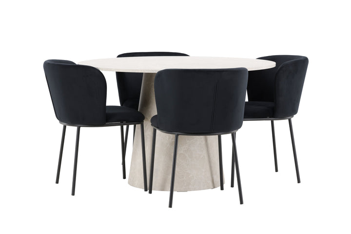 Venture Home Lanzo Table - Beige with 4 Edina Chair - Black