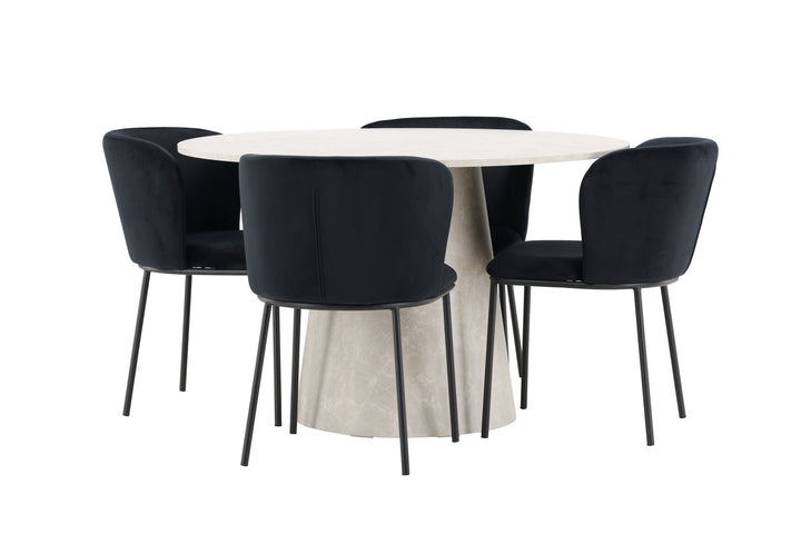 Venture Home Lanzo Table - Beige with 4 Edina Chair - Black