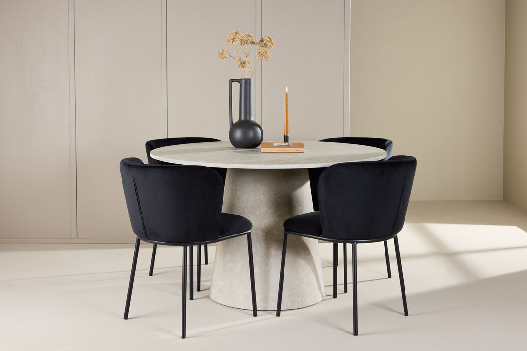 Venture Home Lanzo Table - Beige with 4 Edina Chair - Black