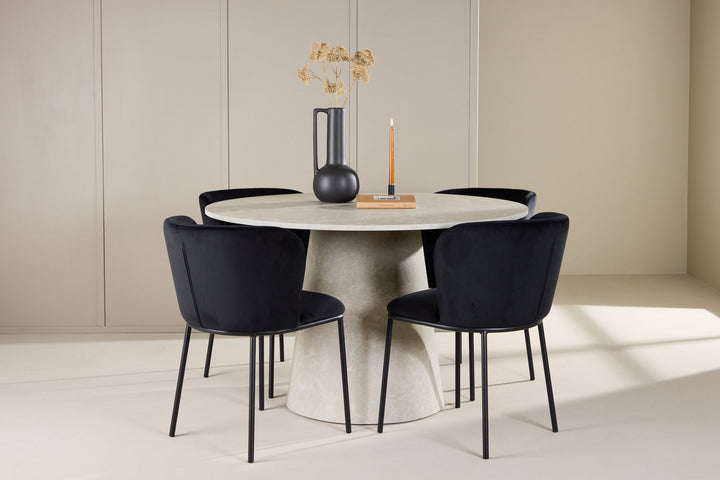 Venture Home Lanzo Table - Beige with 4 Edina Chair - Black