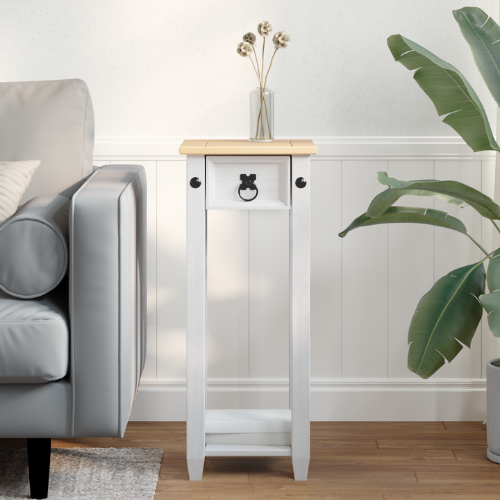 Planteholder Hvid 30 x 30 x 73 cm Massiv fyrretræ