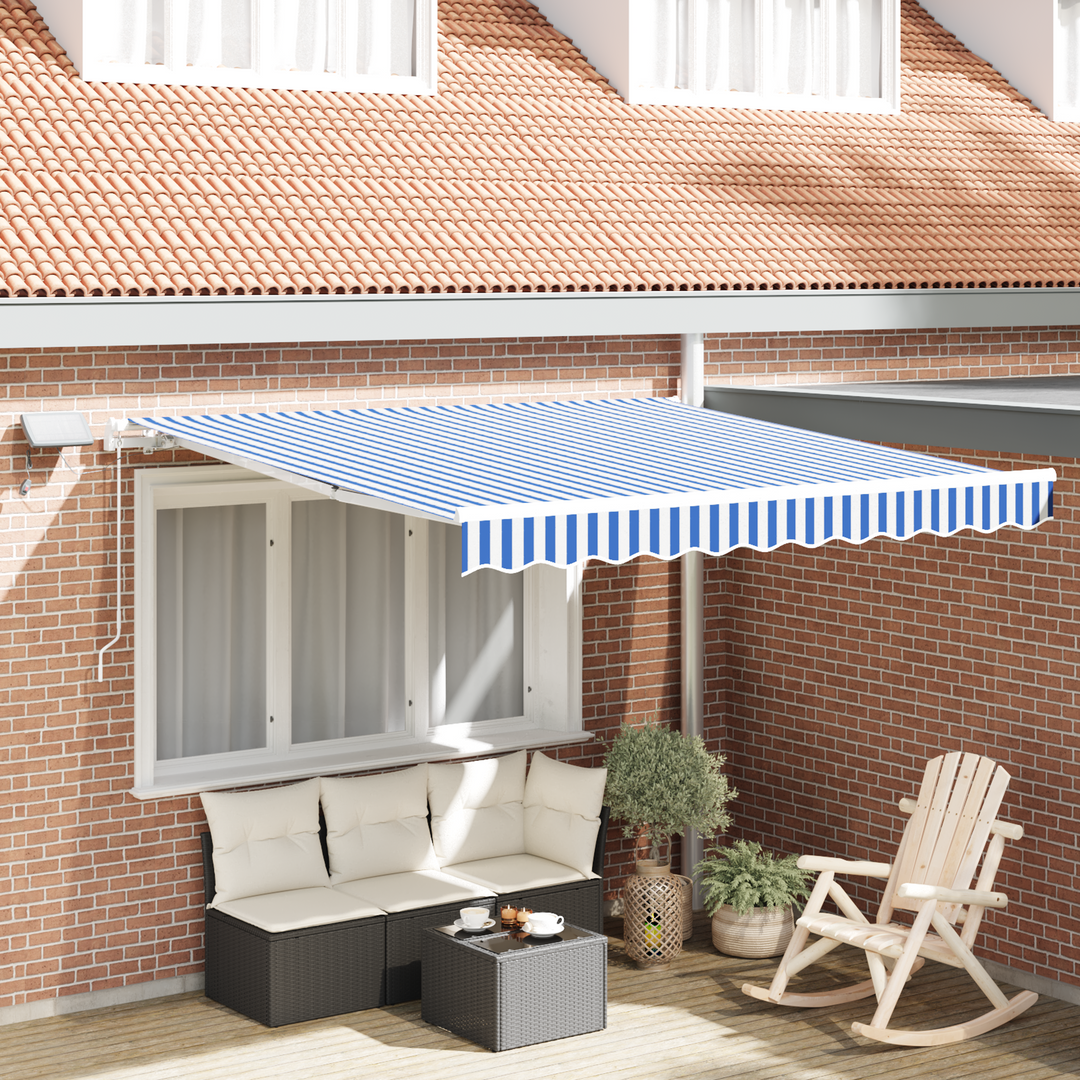 Utrækkelig Markise Blå og Hvid 350 x 250 cm