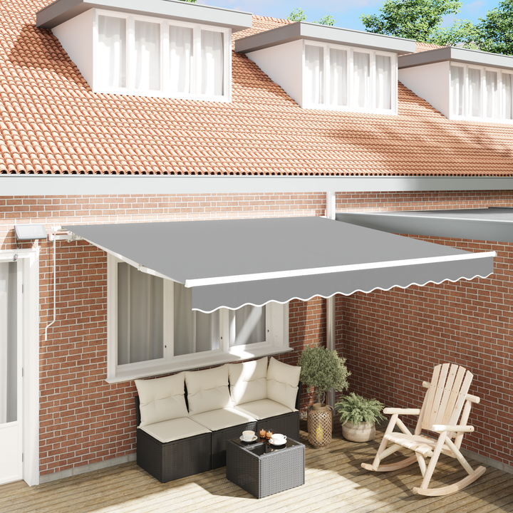 Markiseramme med LED -strimmellys Hvid 350 x 250 cm Aluminium