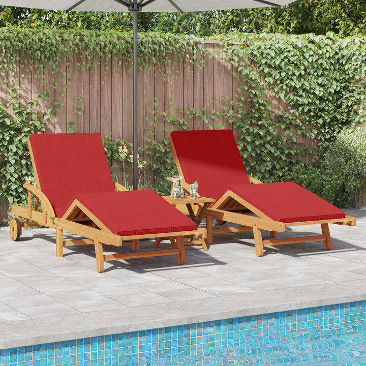 Solstol 2 pcs Rød 200 x 67 x 84 cm Massivt Akacietræ