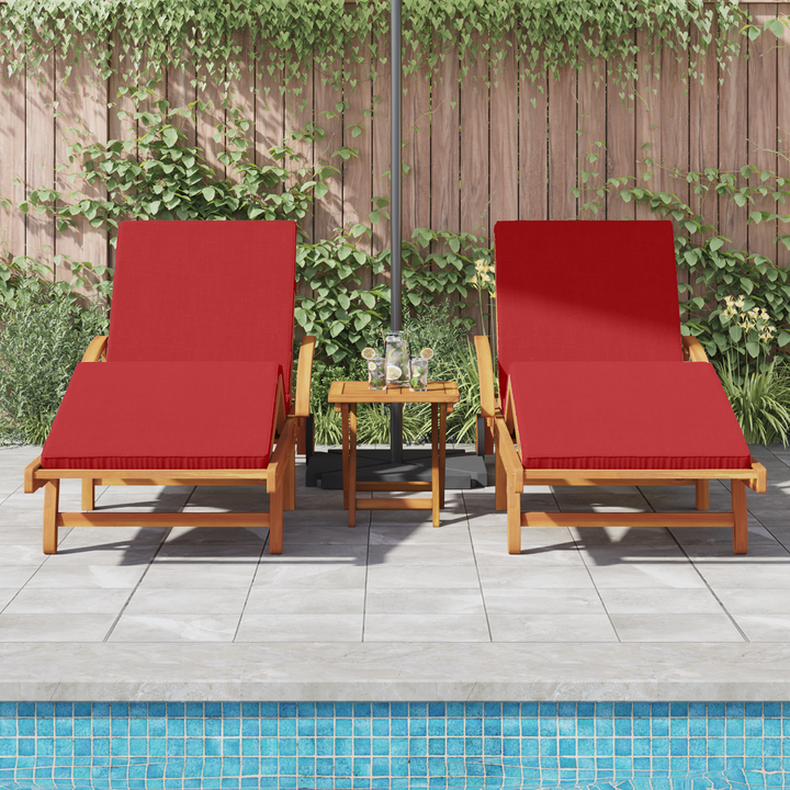 Solstol 2 pcs Rød 200 x 67 x 84 cm Massivt Akacietræ