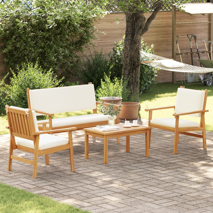 Havesofa Sæt 4 pcs Brun 120 x 65,5 x 79 cm Massivt Akacietræ
