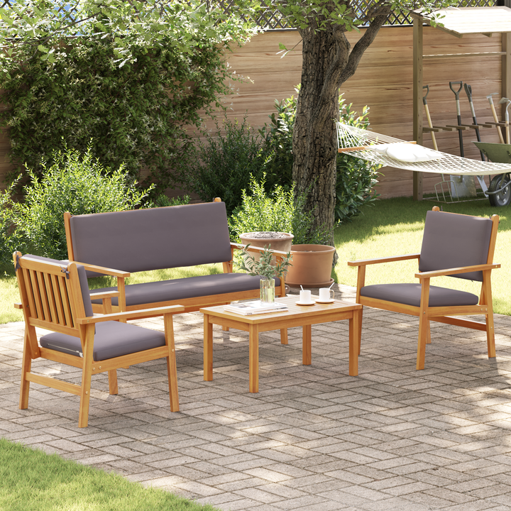 Havesofa Sæt 4 pcs Brun 120 x 65,5 x 79 cm Massivt Akacietræ