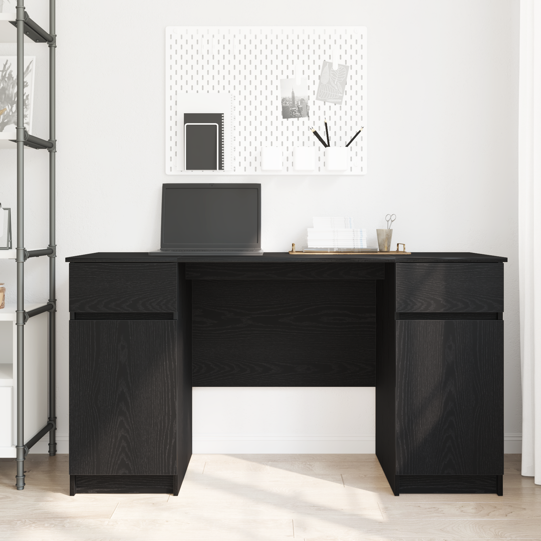 Bord med skuffe Sort eg 140 x 49 x 76 cm Konstrueret træ