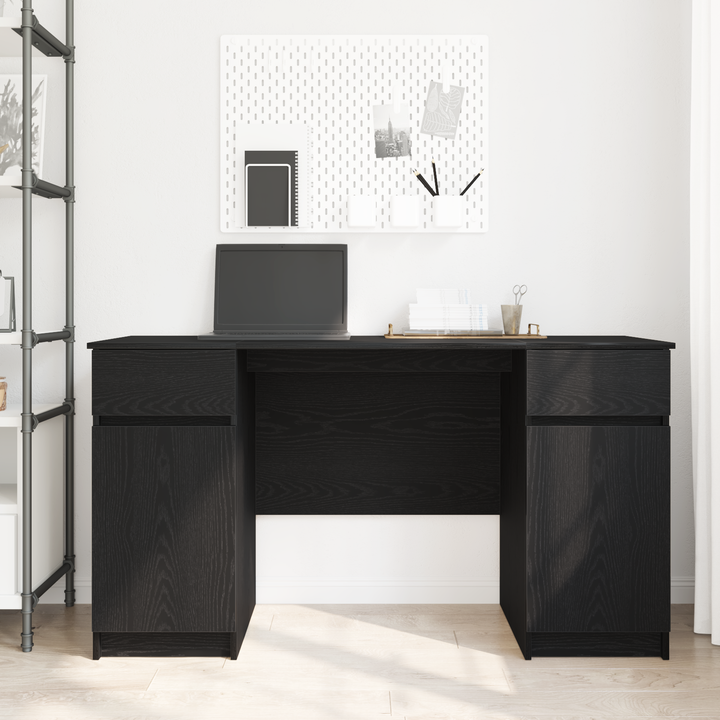 Bord med skuffe Sort eg 140 x 49 x 76 cm Konstrueret træ