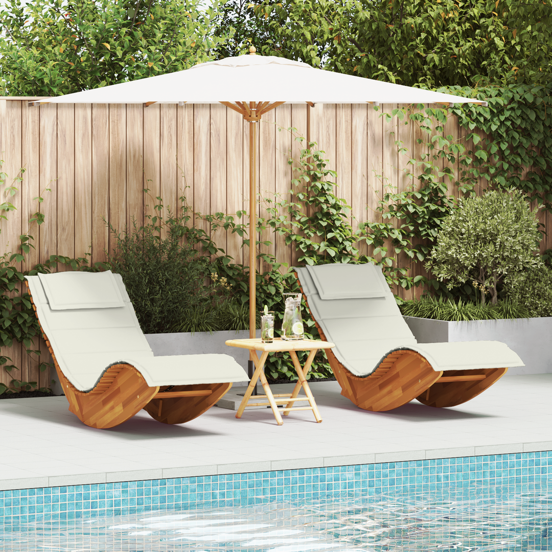 Solstol med pude 2-person 2 pcs Brun Massivt Akacietræ