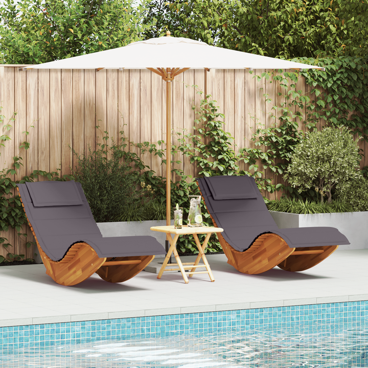 Solstol med pude 2-person 2 pcs Brun Massivt Akacietræ