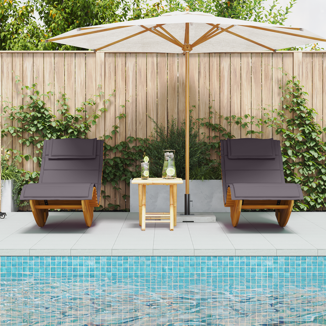 Solstol med pude 2-person 2 pcs Brun Massivt Akacietræ
