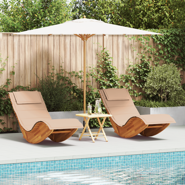 Solstol med pude 2-person 2 pcs Brun Massivt Akacietræ
